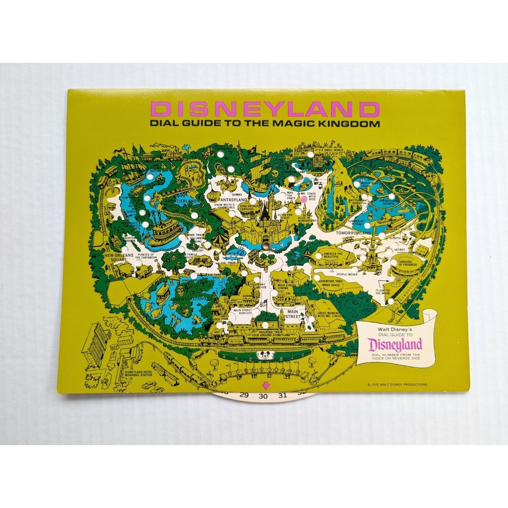 Vintage Disneyland Map Dial Guide to the‎ Magic Kingdom 70s EXCELLENT Disney